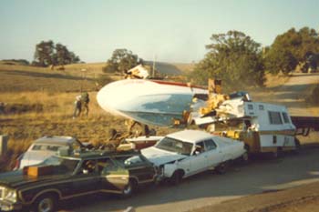 Boat flying through crash